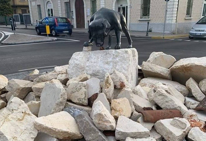 Roban la mano de la estatua dedicada al perro de rescate